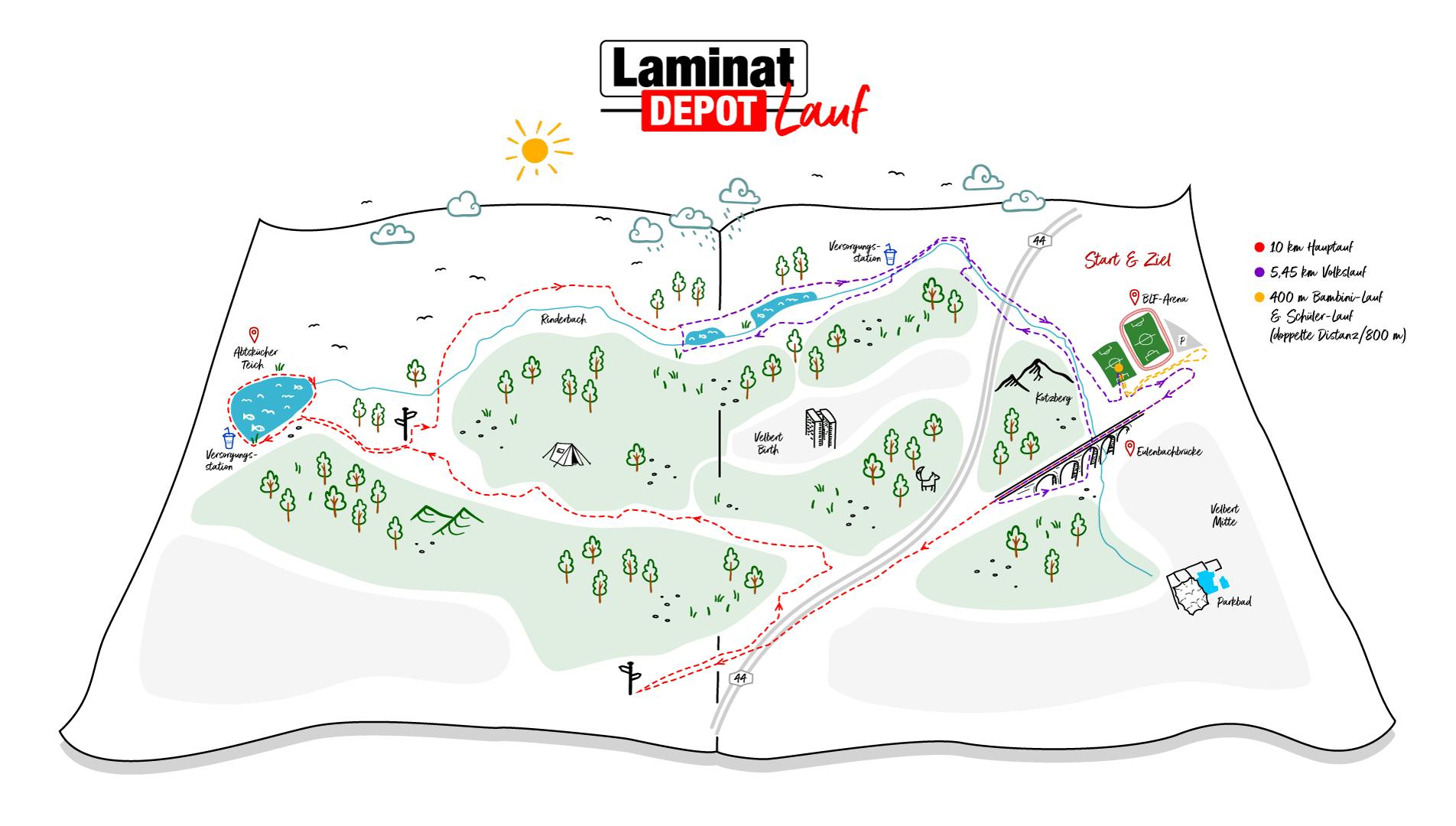 Karte der Strecke des LaminatDEPOT-Laufs