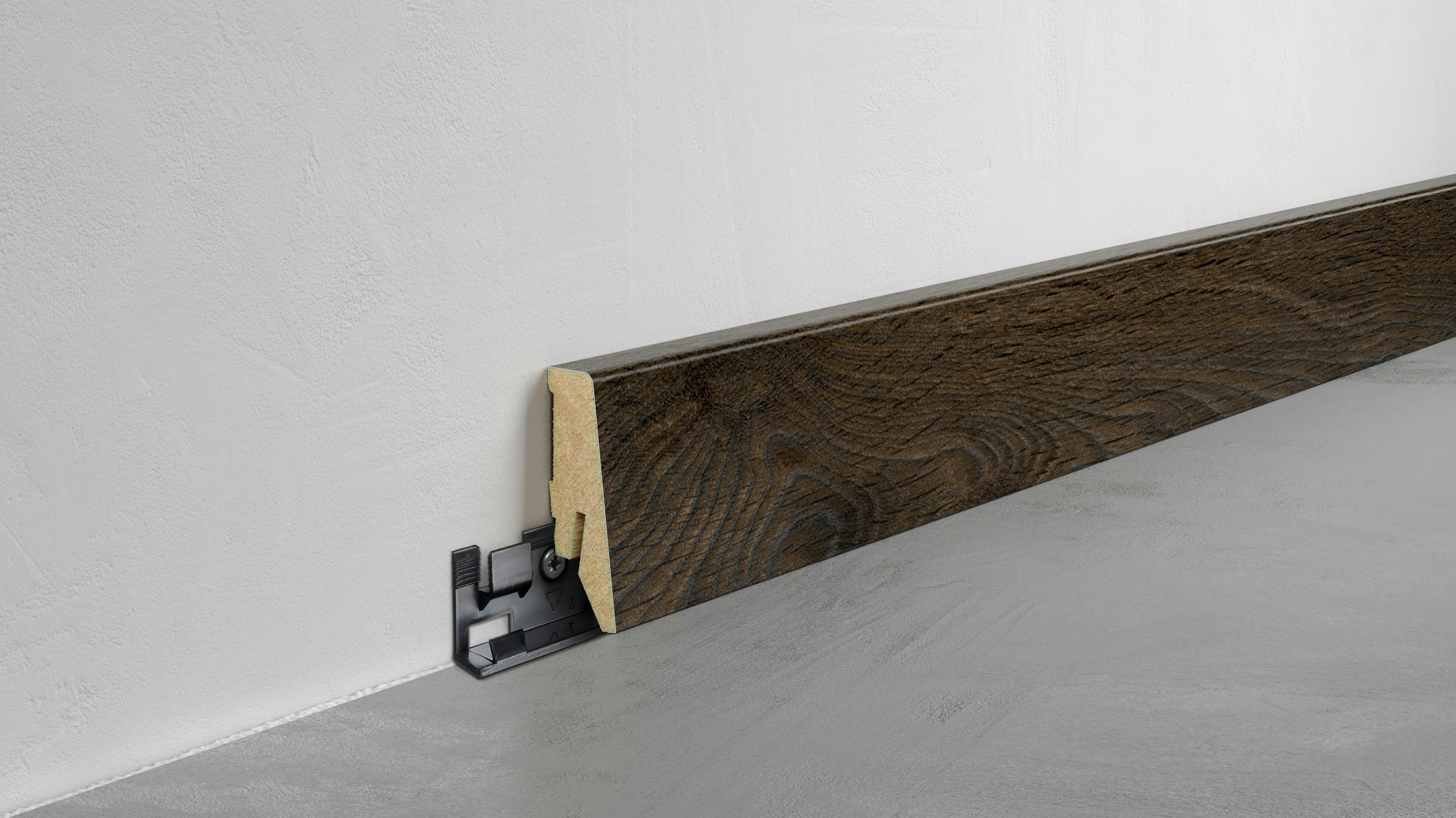 Fu&szlig;leiste Exquisit - Waveless Oak Dark - 58 mm Produktbild