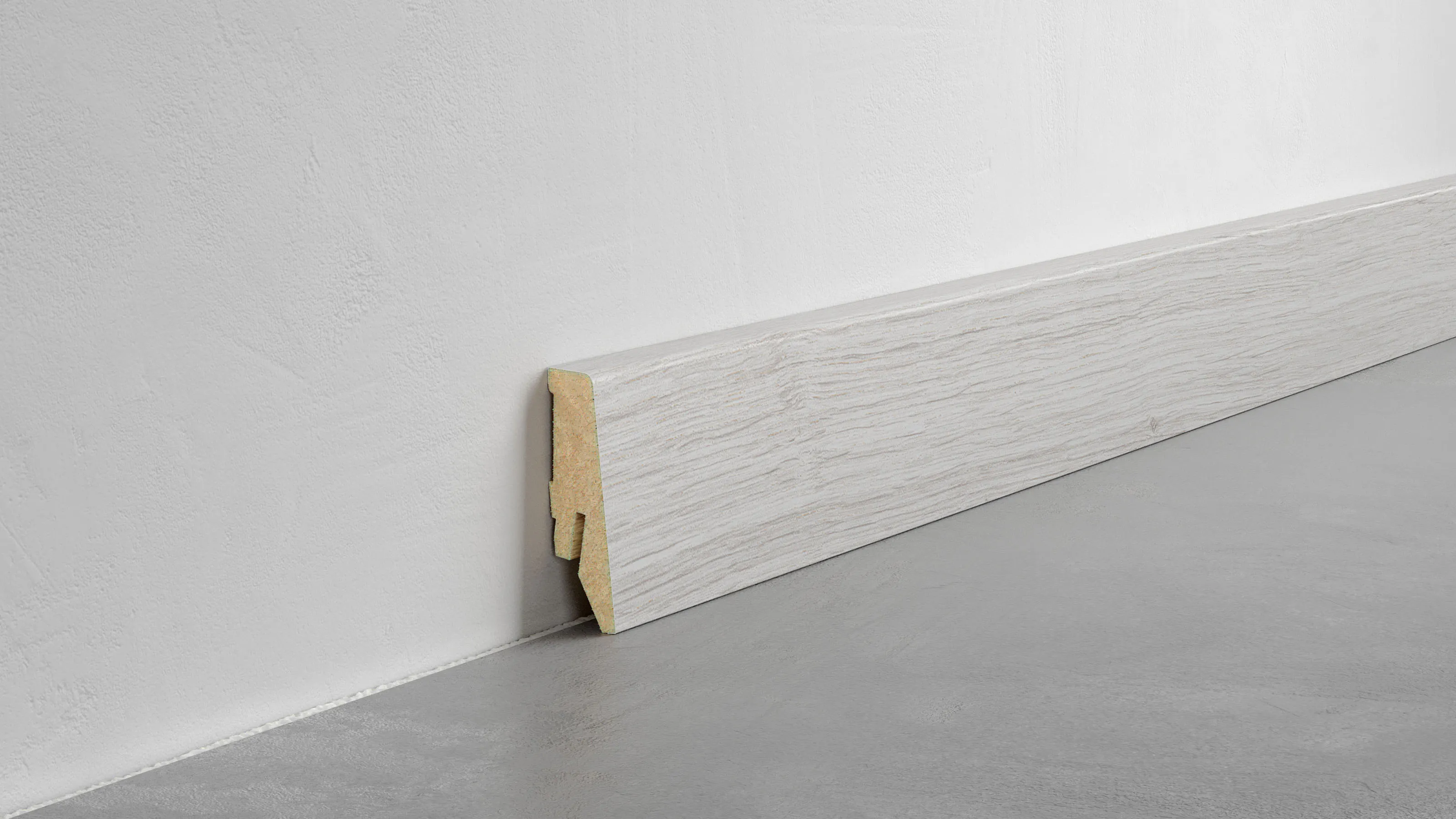 Fu&szlig;leiste Exquisit - Waveless Oak - 58 mm Produktbild Schlafzimmer - Urban zoom