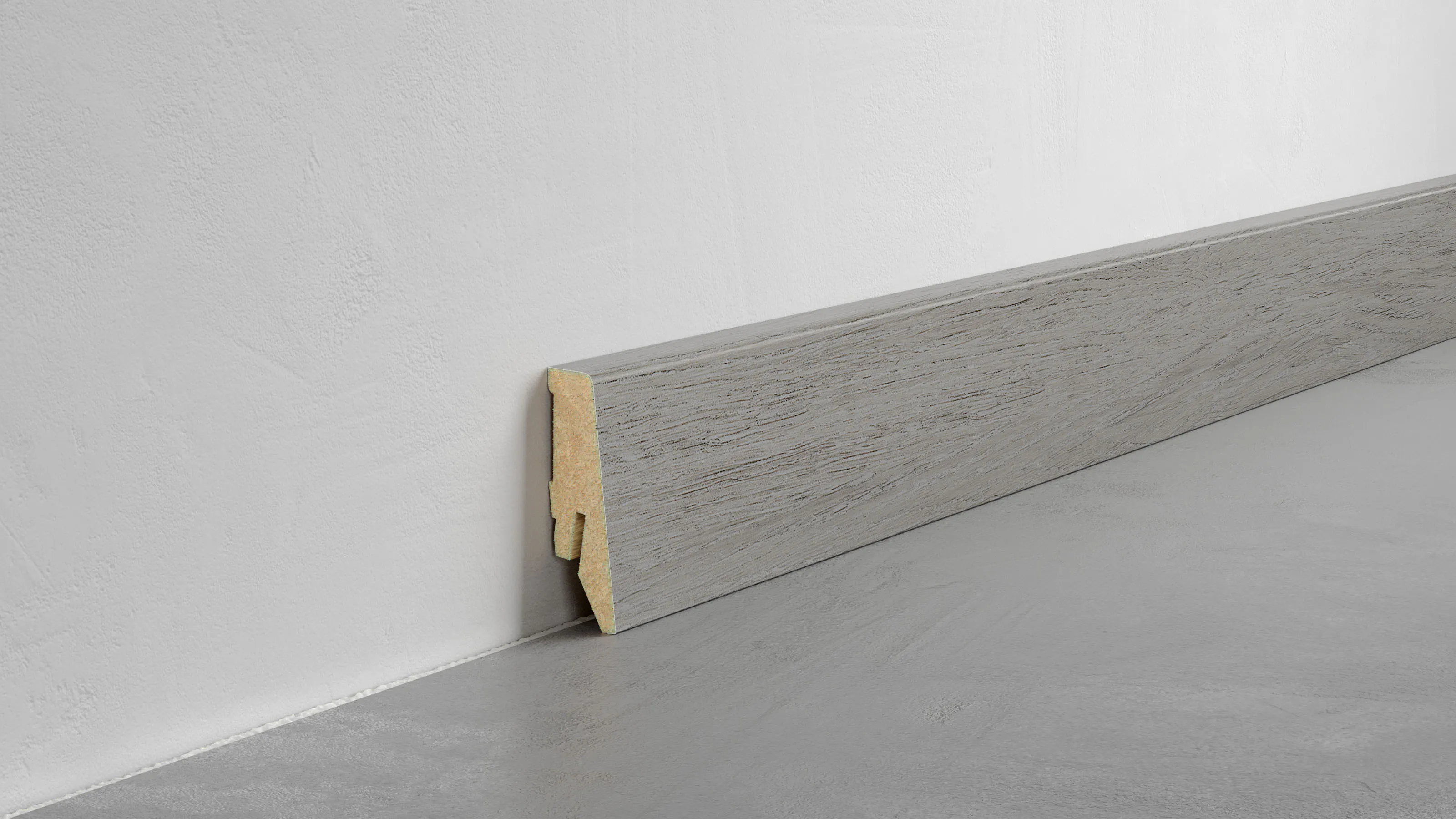 Fu&szlig;leiste Exquisit - Fashion Oak - 58 mm Produktbild Schlafzimmer - Urban zoom