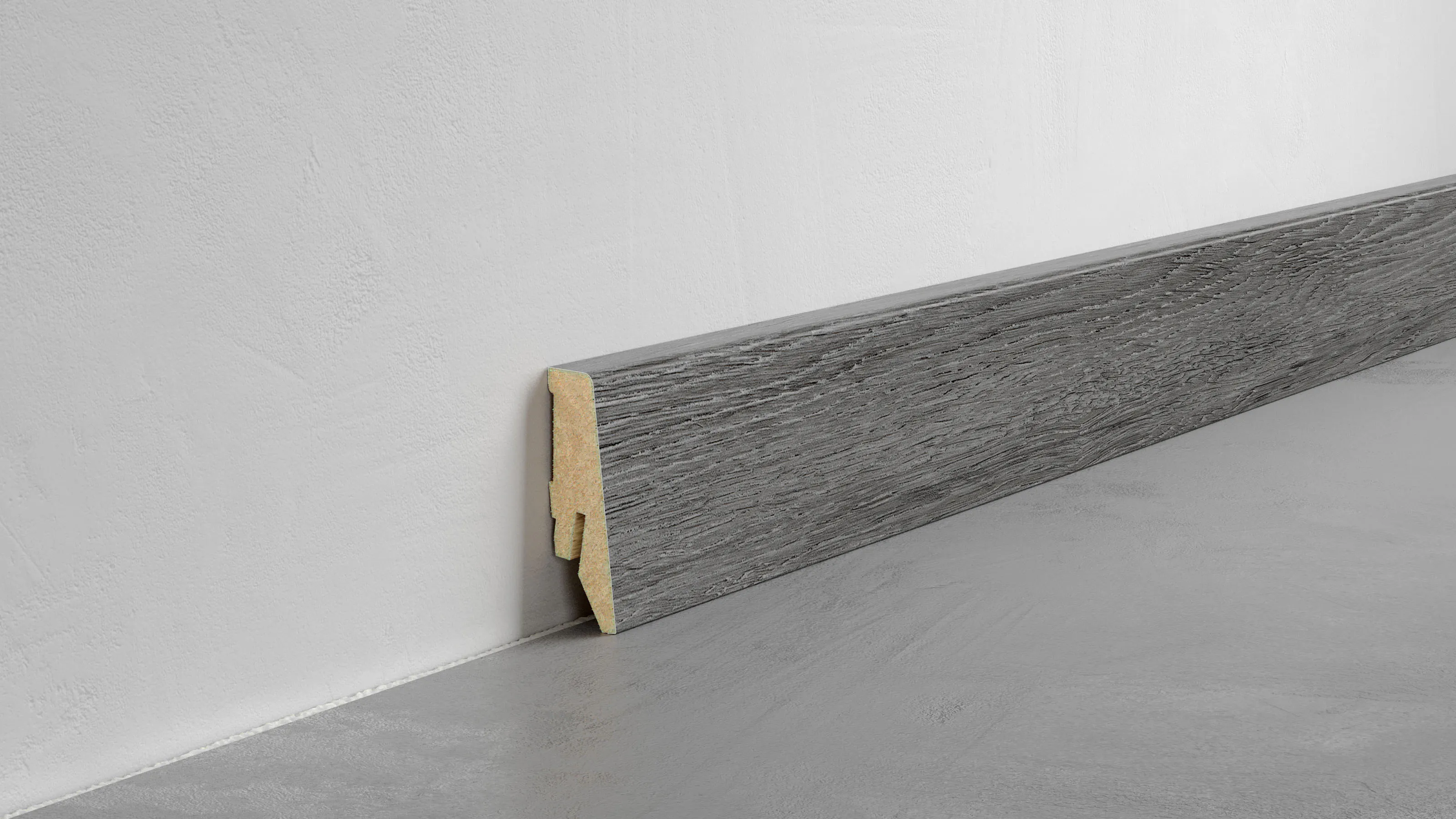Fu&szlig;leiste Exquisit - Denim Oak - 58 mm Produktbild Schlafzimmer - Urban zoom