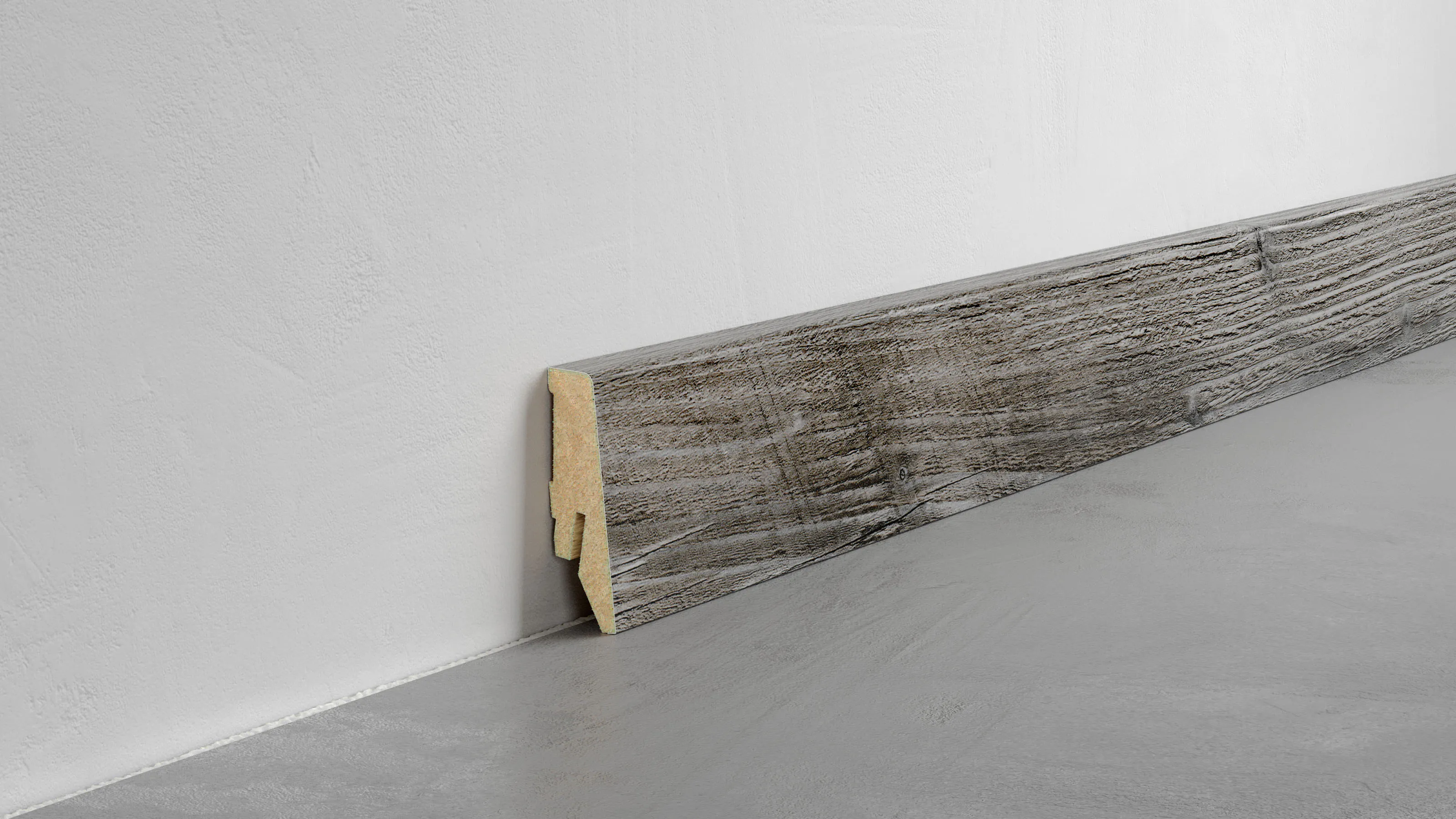 Fu&szlig;leiste Exquisit - Harbour Oak grey - 58 mm Produktbild Schlafzimmer - Urban zoom