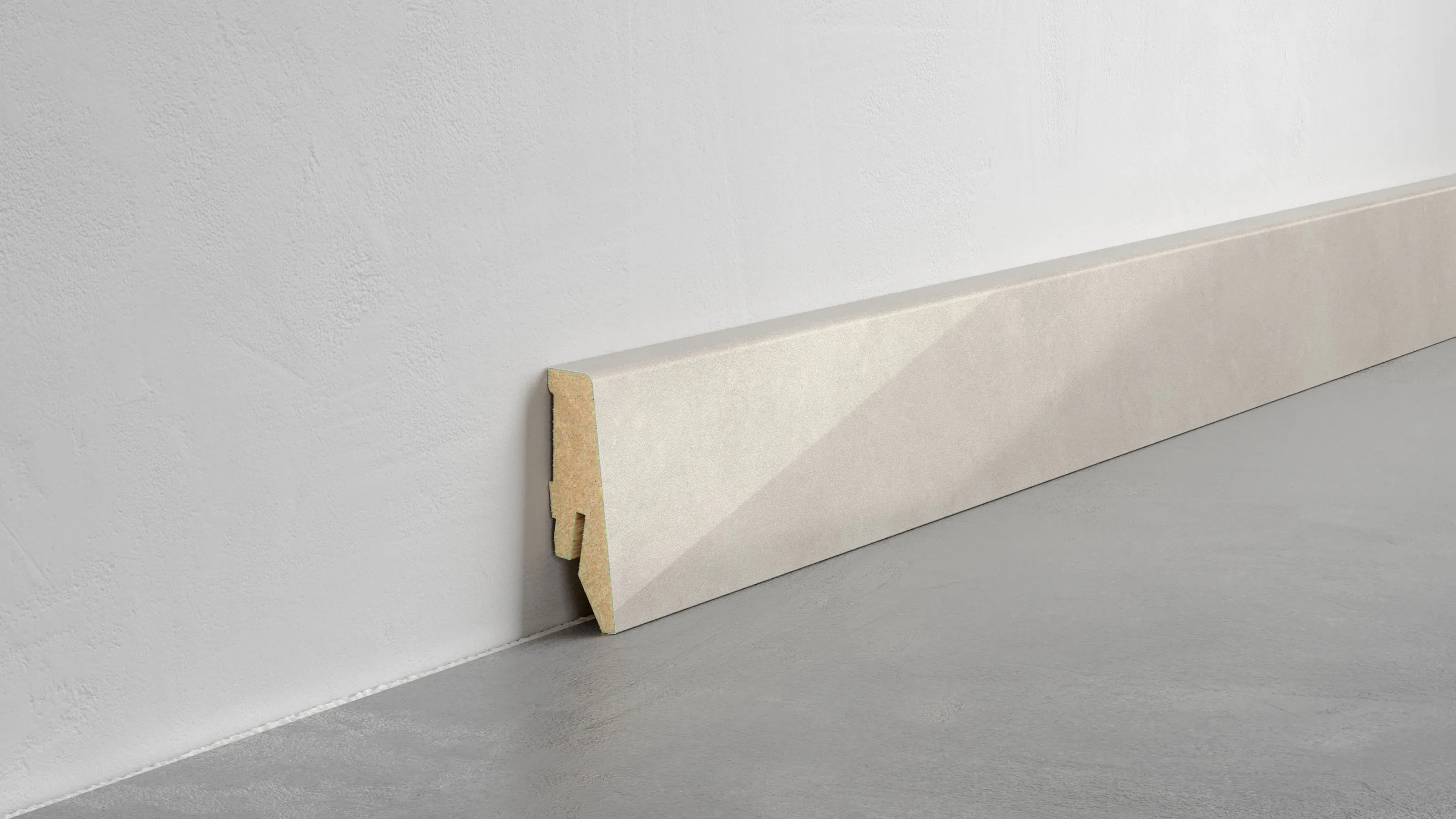 Fu&szlig;leiste Exquisit - Pastell basalt - 58 mm Produktbild Schlafzimmer - Urban zoom