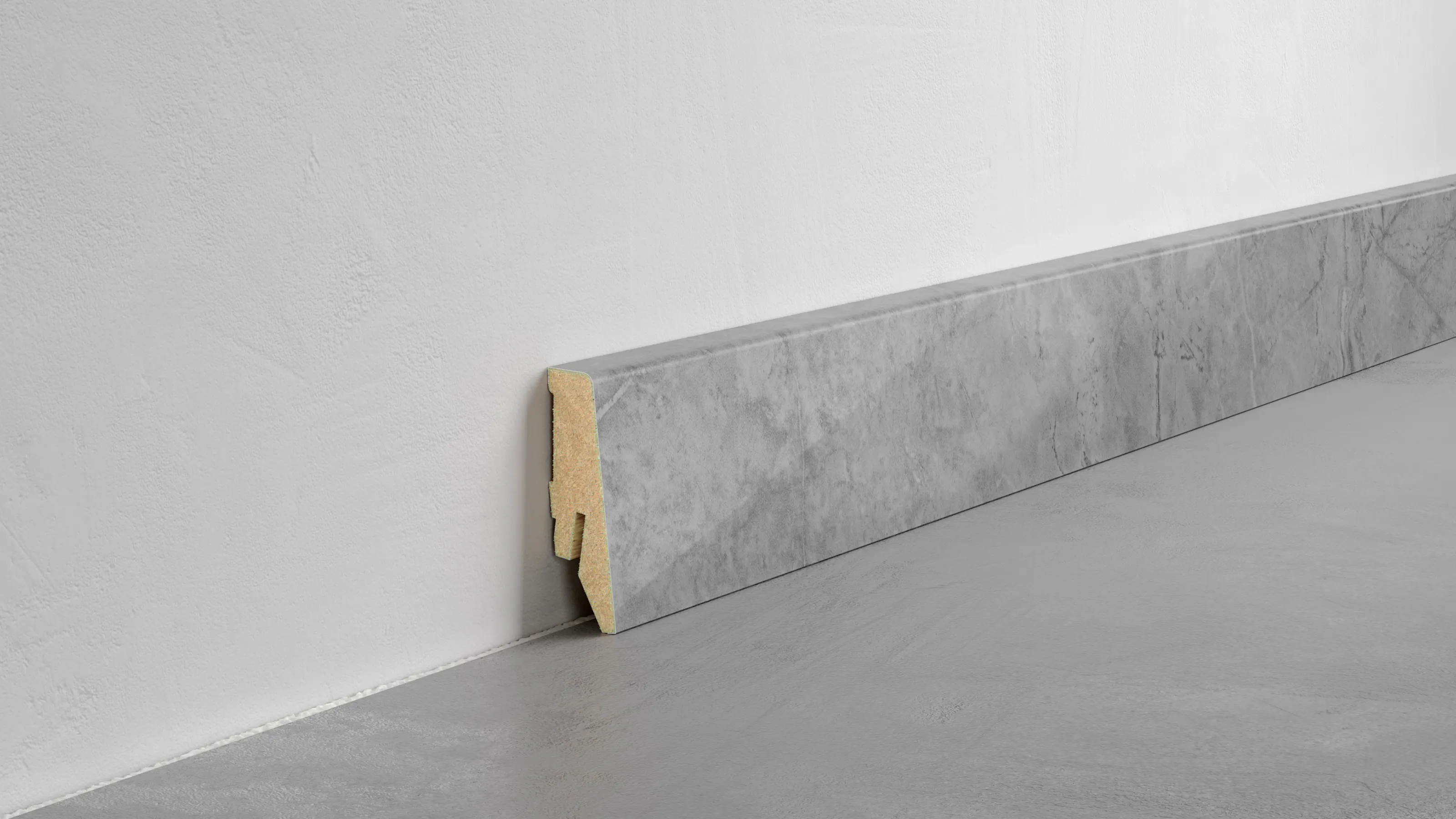Fu&szlig;leiste Exquisit - Marmor grey - 58 mm Produktbild Schlafzimmer - Urban zoom