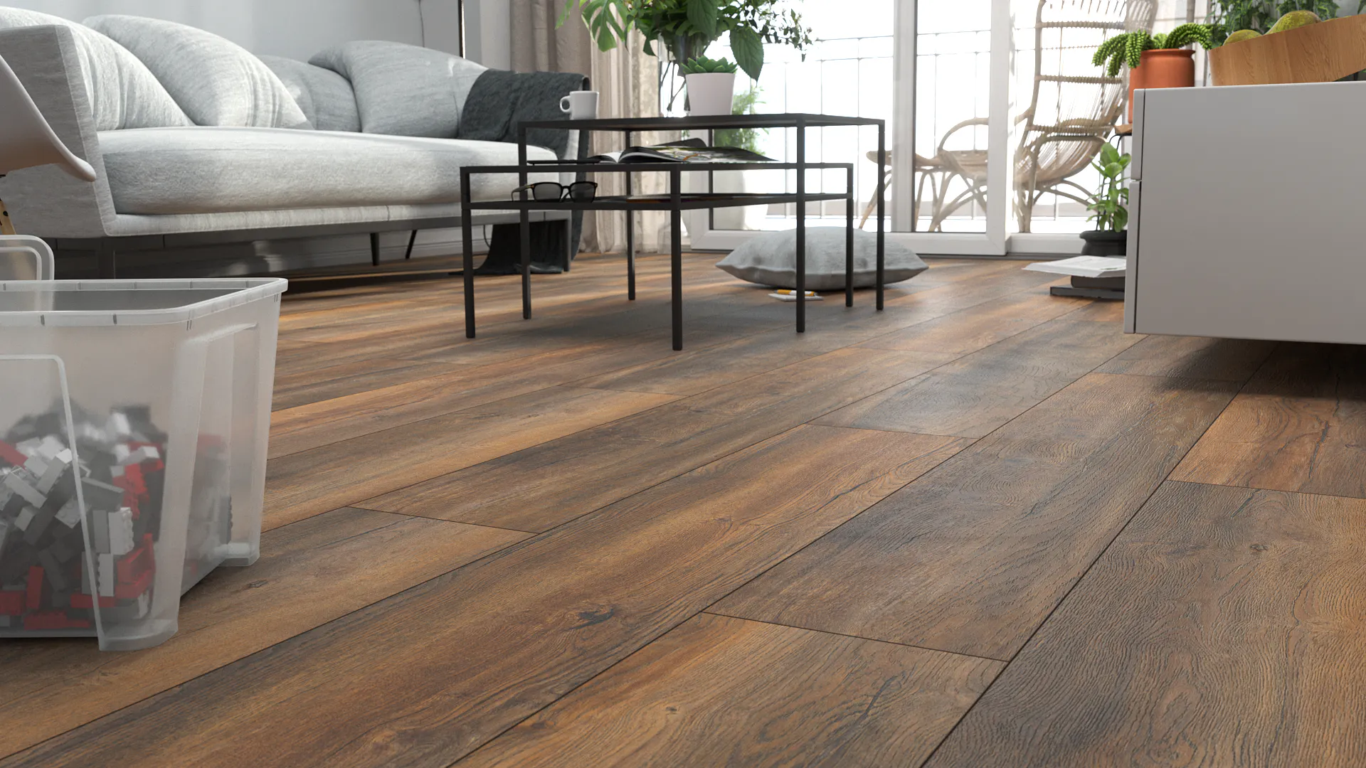 Laminat BoDomo Premium Port Eiche nature Produktbild Schlafzimmer - Urban zoom