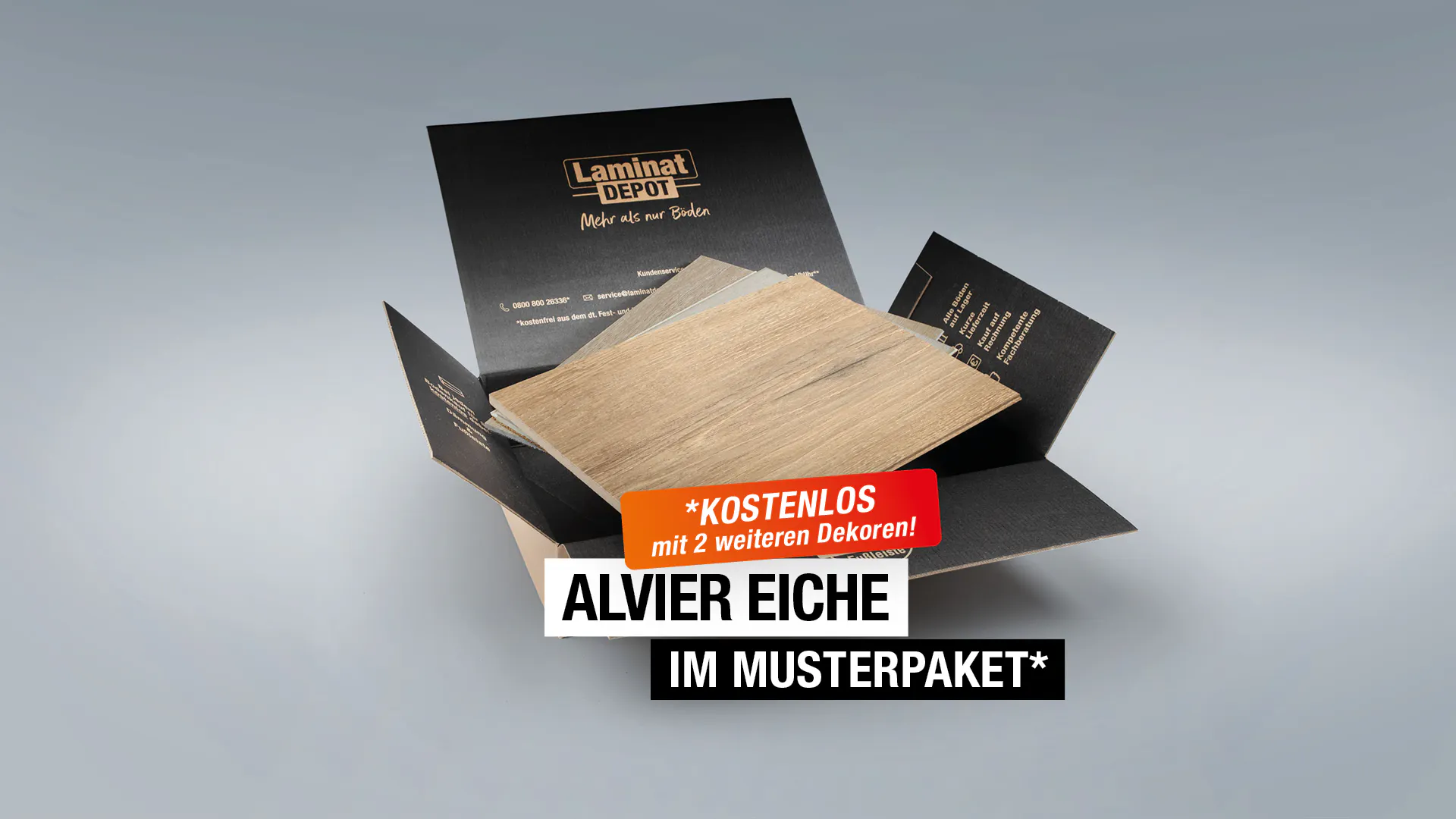 Laminat BoDomo Exquisit Alvier Eiche Produktbild Musterfl&auml;che von oben grade zoom