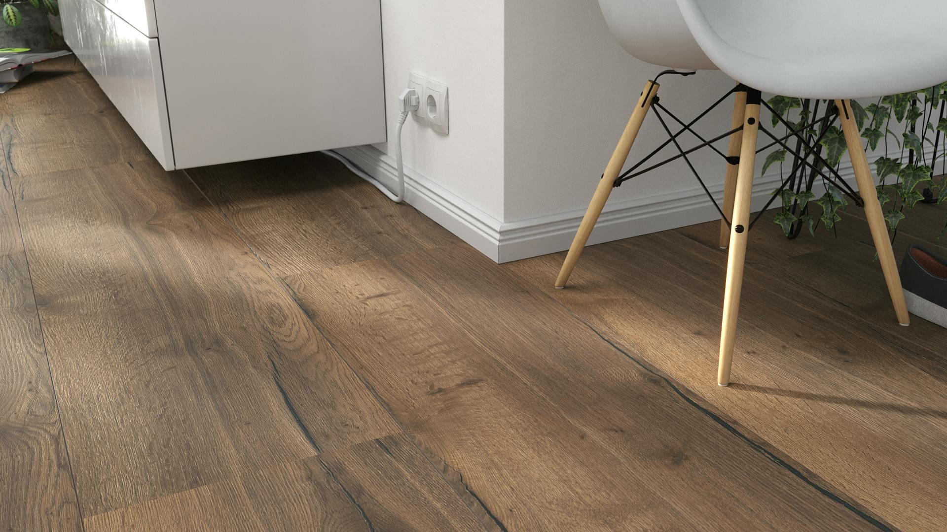 Laminat BoDomo Premium Grand Canyon Oak titan Produktbild Wohnzimmer - Urban mit Wohnwand zoom