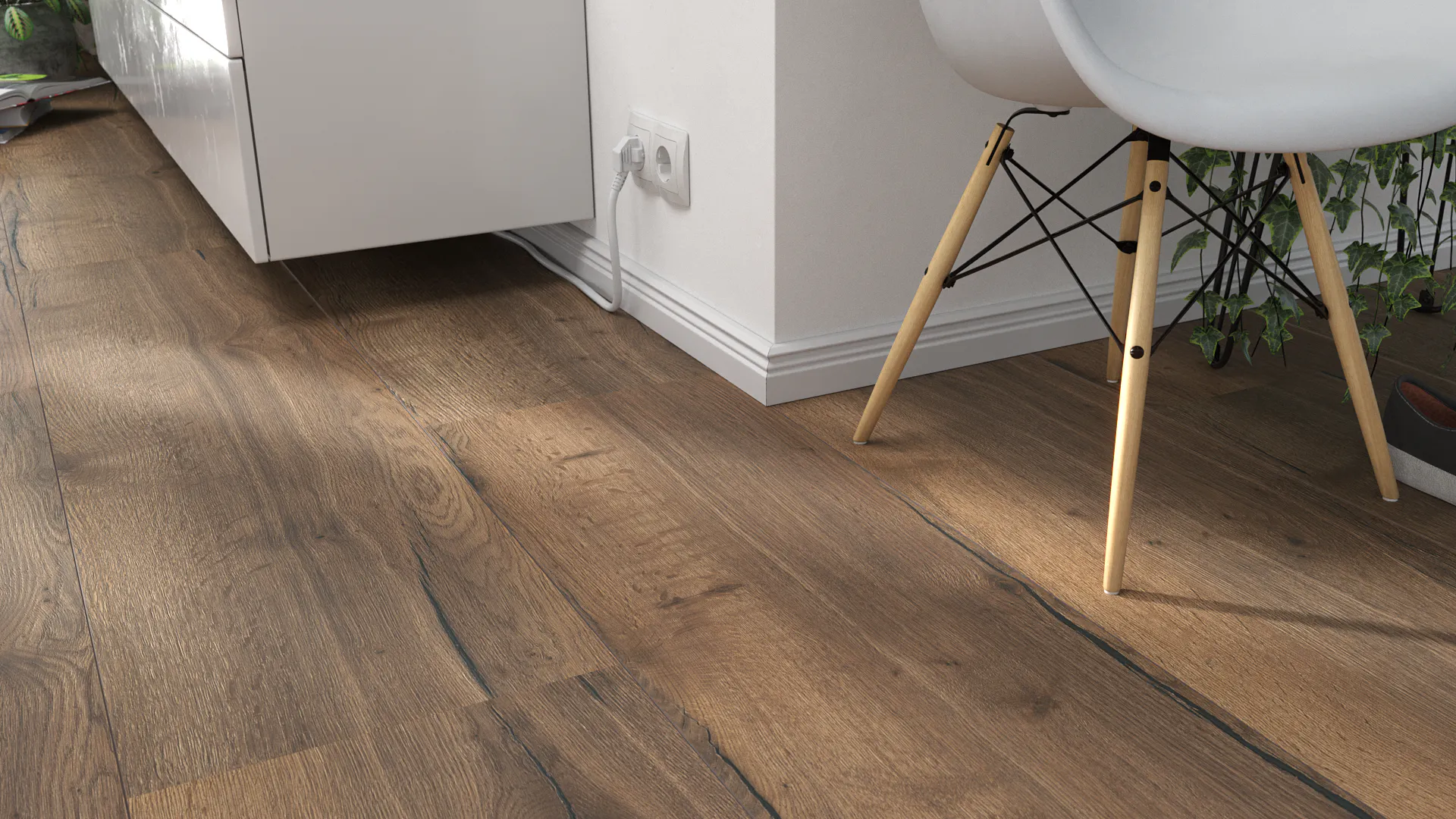 Laminat BoDomo Premium Grand Canyon Oak titan Produktbild Wohnzimmer - Urban mit Wohnwand zoom