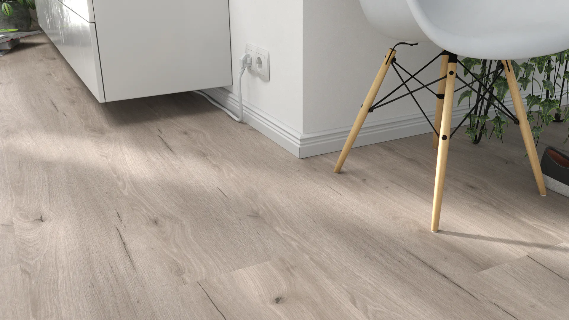 Eiche Alpine Grau Produktbild Wohnzimmer - Urban mit Wohnwand zoom